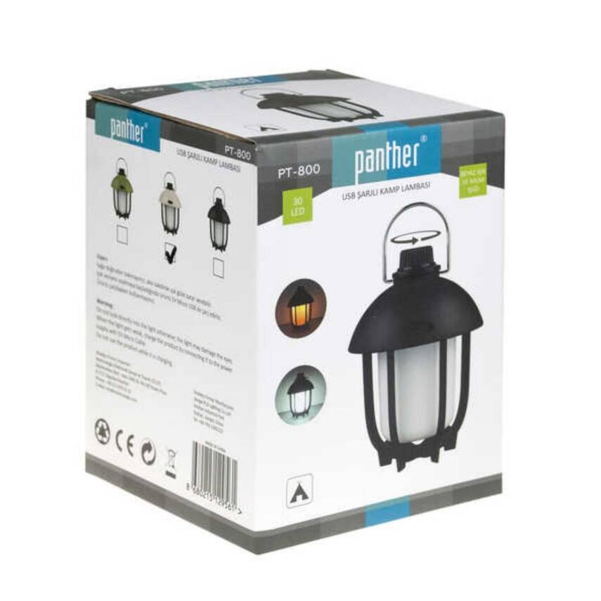 Panther Şarj Edilebilir LED Kamp Lambası - Siyah Taşınabilir Aydınlatma - 2