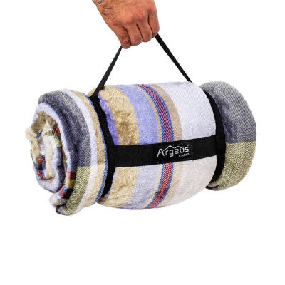 Peluş Polar Kamp Battaniyesi - Haki Ekose - Acil Durum Battaniye - Argeus Camp - 1