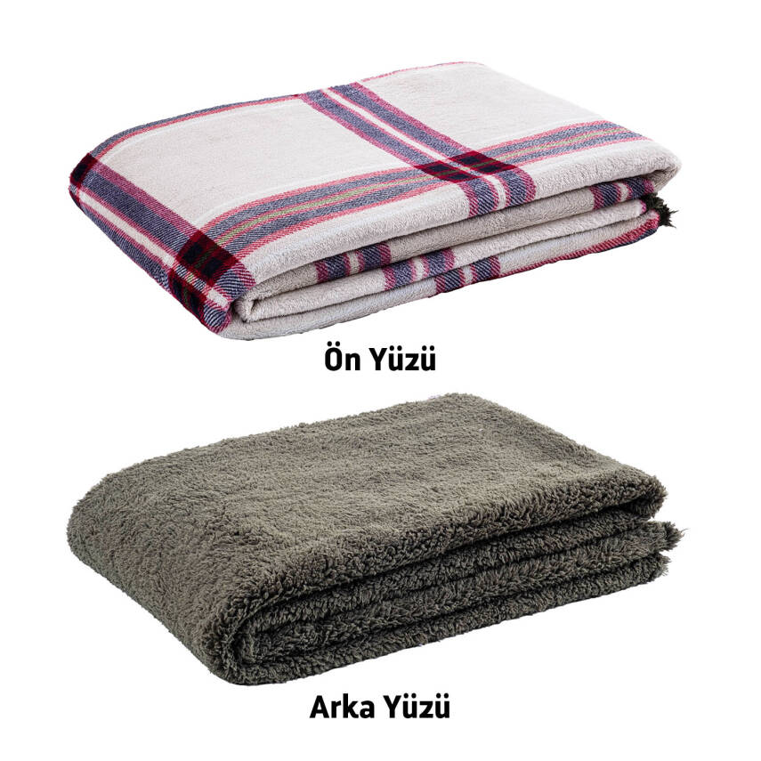 Peluş Polar Televizyon Battaniyesi - Haki Ekose - TV Battaniye - Acil Durum Battaniyesi - 200*180cm - 4