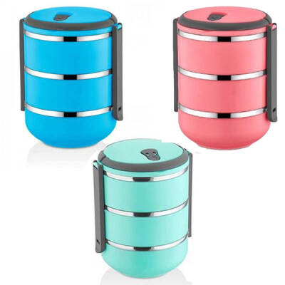 3'lü Yemek Termosu - Sefer Tası - Penguen - Pembe (PNG-6002)