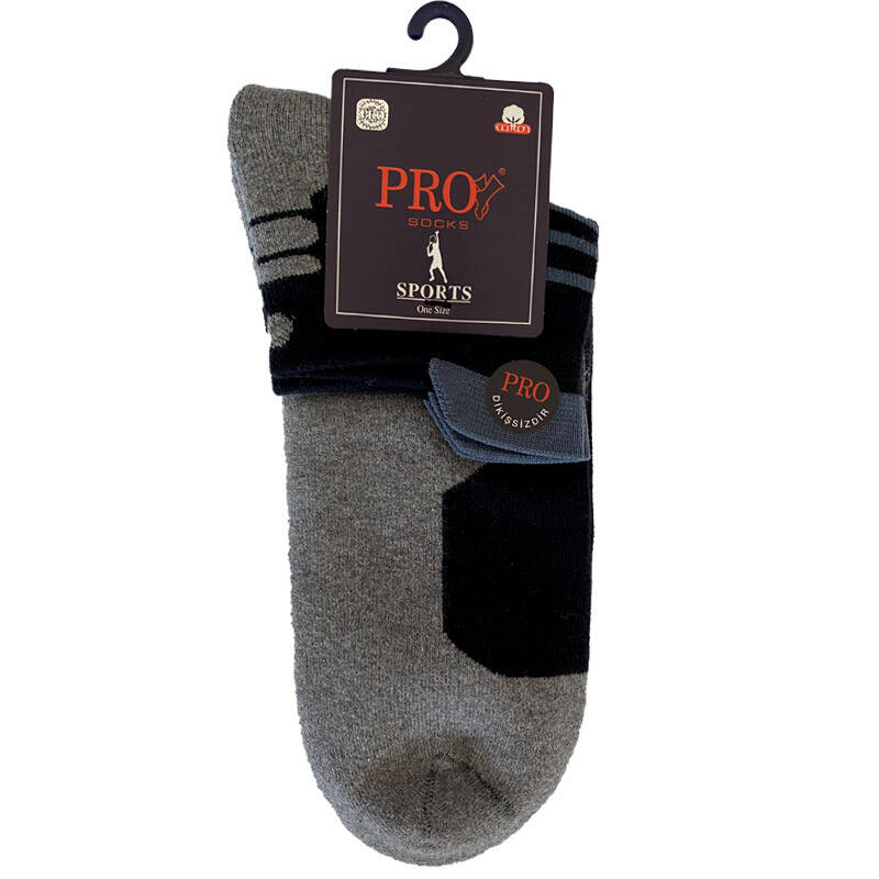 Pro Dukha Erkek Gri Havlu Patik Çorap - Pamuklu Termal Ev Çorabı 41-44 - 1