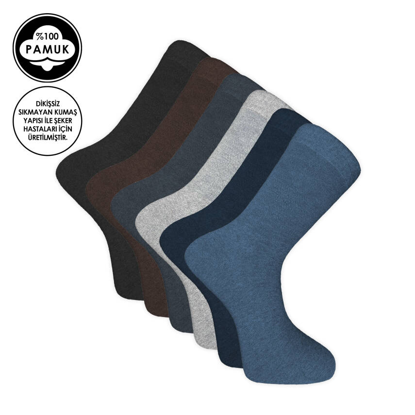 ProMed Diyabetik Erkek Çorap Seti - Şeker Hastaları için 6'lı Pamuklu Konfor - 1
