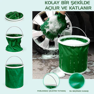 PROTACKLE Portatif Araba Yıkama Kovası - 9 Litre Haki Renk