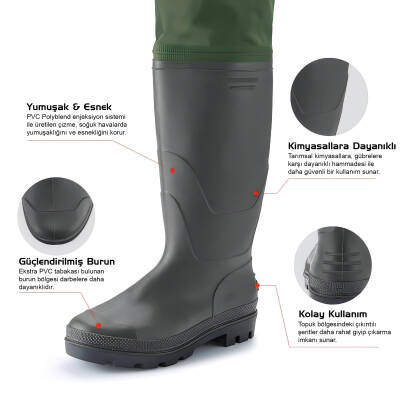 Protackle Primax Taslan Su Geçirmez Haki Tulum Çizme - 2