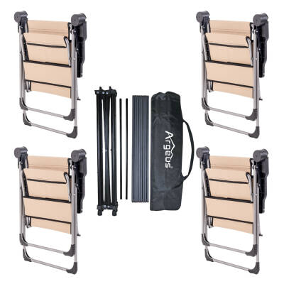 4 Adet Katlanır Kamp Sandalyesi ve Alüminyum Masa Seti - Rock Dark - Bej - Taşıma Çantalı - 2