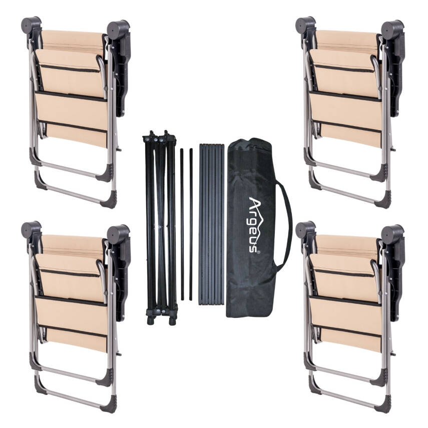 4 Adet Katlanır Kamp Sandalyesi ve Alüminyum Masa Seti - Rock Dark - Bej - Taşıma Çantalı - 2