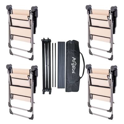 4 Adet Katlanır Kamp Sandalyesi ve Alüminyum Masa Seti - Rock Dark - Kapadokya - Taşıma Çantalı - 2