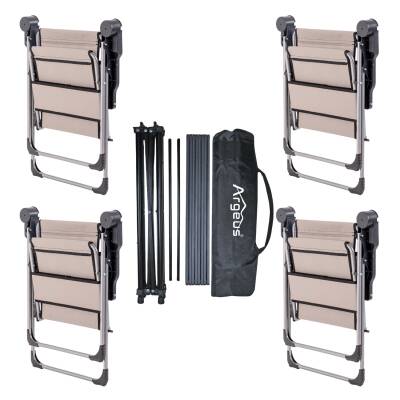 4 Adet Katlanır Kamp Sandalyesi ve Alüminyum Masa Seti - Rock Dark - Kestane - Taşıma Çantalı - 2