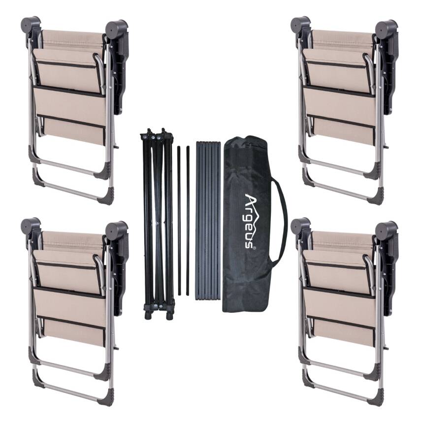 4 Adet Katlanır Kamp Sandalyesi ve Alüminyum Masa Seti - Rock Dark - Kestane - Taşıma Çantalı - 2