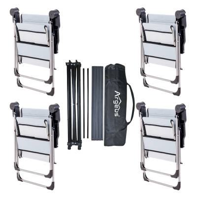 4 Adet Katlanır Kamp Sandalyesi ve Alüminyum Masa Seti - Rock Dark - Turkuaz - Taşıma Çantalı - 2