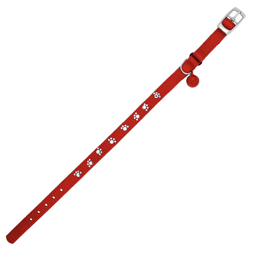 Royalist PC-11 Kırmızı Pati Desenli Kedi Köpek Boyun Tasması - 10mm - 1