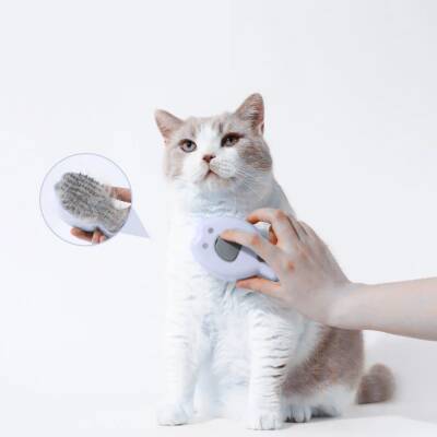 Şarjlı Buharlı Kedi Köpek Tarağı - Yumuşak Silikon Tüy Toplayıcı - Beyaz - 2