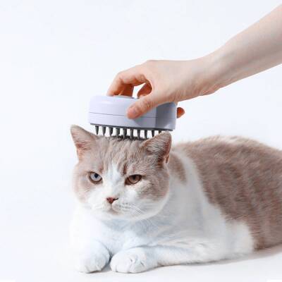 Şarjlı Buharlı Kedi Köpek Tarağı - Yumuşak Silikon Tüy Toplayıcı - Beyaz - 3