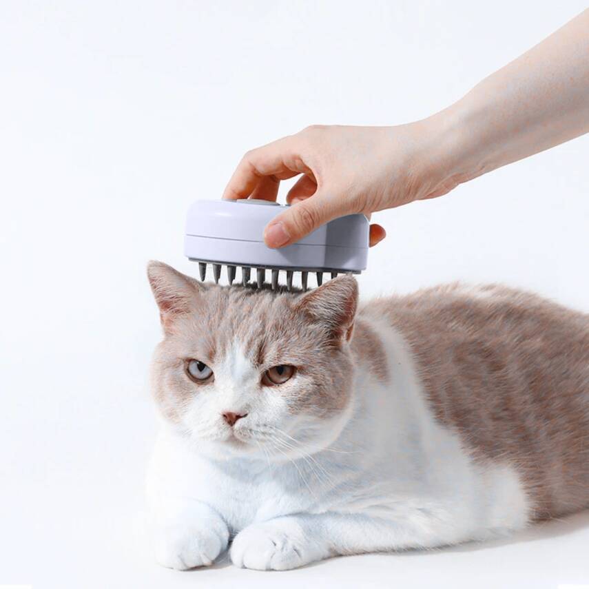 Şarjlı Buharlı Kedi Köpek Tarağı - Yumuşak Silikon Tüy Toplayıcı - Beyaz - 3