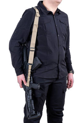 SAVAGE Çift Noktalı Yaylı Taktiksel Tüfek Taşıma Askısı - Kum Rengi - 4