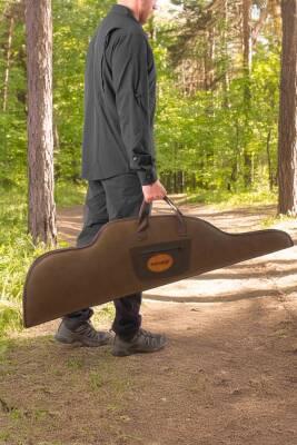 Dürbünlü Tüfek Kılıfı - Savage - Hakiki Deri - Koyu Kahve - 71 Namlu - 2