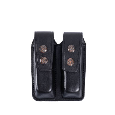 SAVAGE Hakiki Deri 9mm Çift Şarjörlük - Siyah Tabanca Şarjör Kılıfı