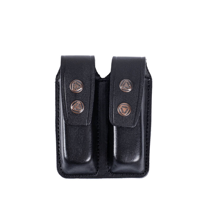SAVAGE Hakiki Deri 9mm Çift Şarjörlük - Siyah Tabanca Şarjör Kılıfı - 1