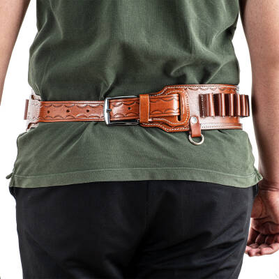 Savage Hakiki Deri Çift Tarafı Açık Fişeklik Kahve 16 CL. (YT-017) - 3