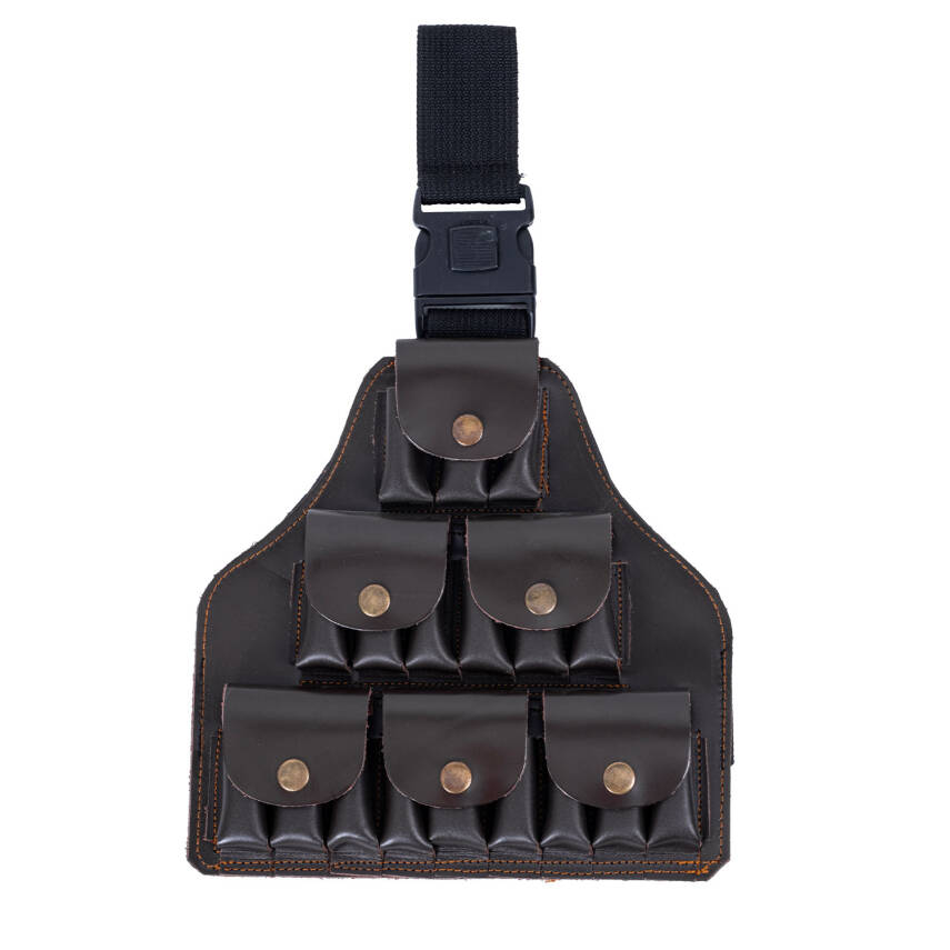 Deri Bacak Fişekliği - Savage - Kahve - 18'li - 1