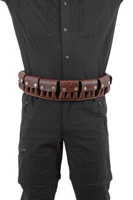 SAVAGE Kahverengi Kapaklı Fişeklik - Suni Deri 12 Kalibre Av Tüfeği Mermi Taşıyıcı - 1