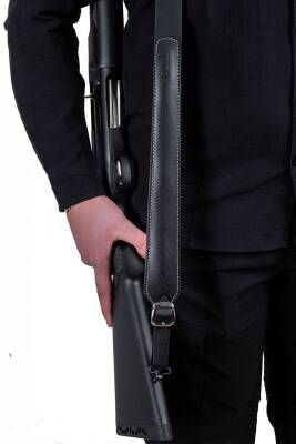 SAVAGE Premium Deri Siyah Av Tüfeği Taşıma Askısı - Lüks Model - 5