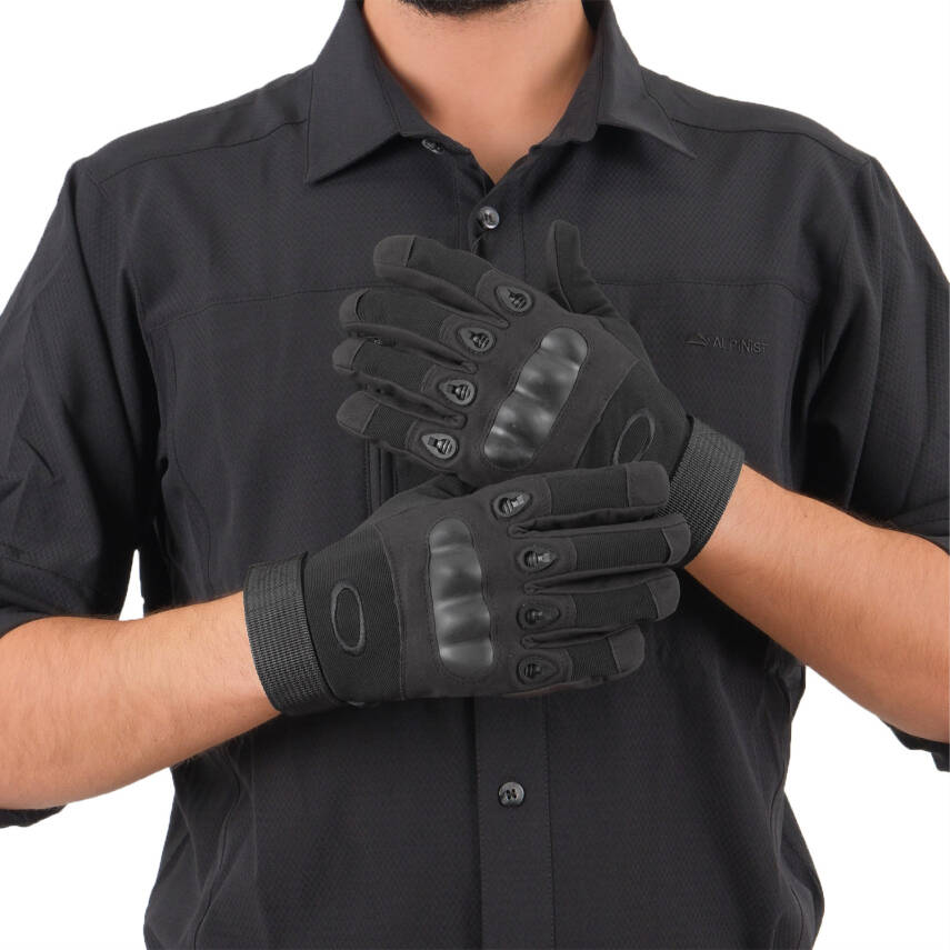 SAVAGE Siyah Kemik Korumalı Askeri Eldiven - Taktik Operasyonlara Uygun - 1