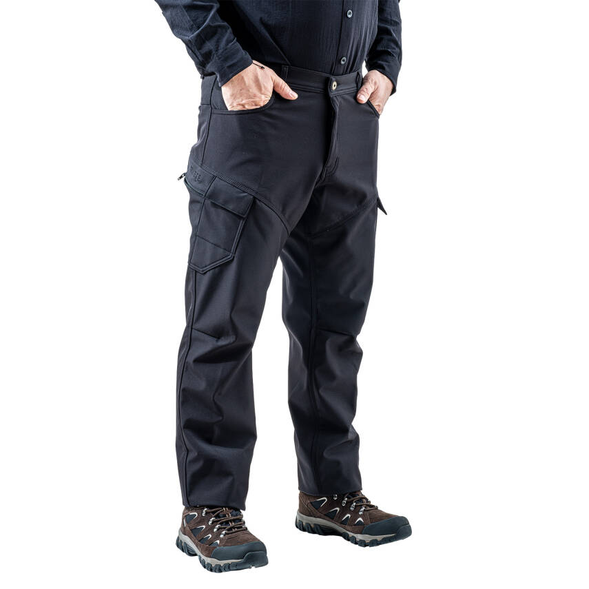 İçi Polarlı Softshell Pantolon - Su Rüzgar Geçirmez - Savage - Siyah - Tactical Pantolon - 3