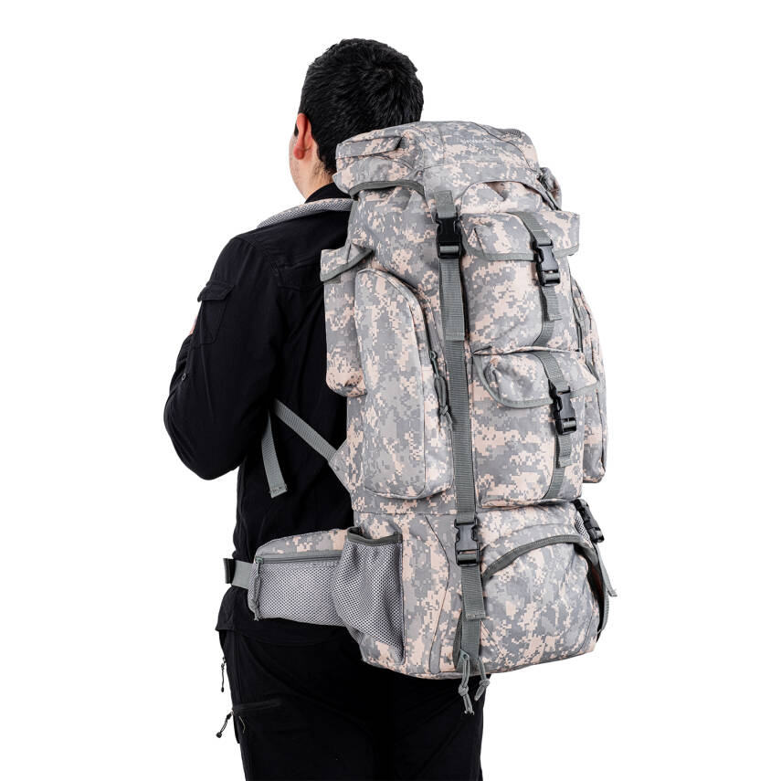 Savage Ventura 110 Litre Gri Kamuflaj Desenli Outdoor Trekking Sırt Çantası - 5