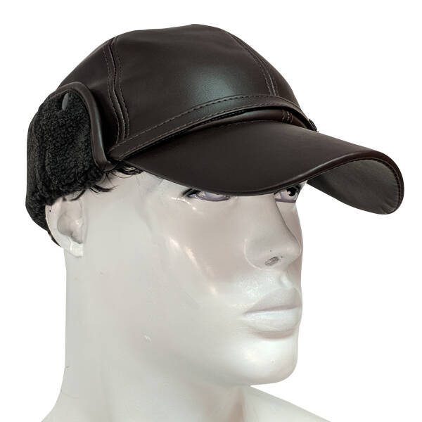 Savex 1111 Premium Kışlık Hakiki Deri Şapka - Kahverengi Bere Modeli - 1