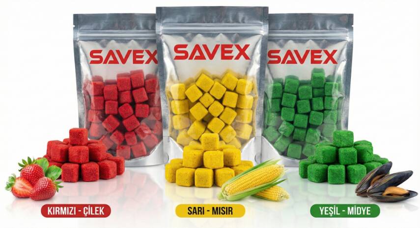 Savex 3'lü Kesme Sazan ve Yayın Hamuru Seti (Mısır + Çilek + Midye) - Toplam 240gr Hazır İğne Yemi - 2