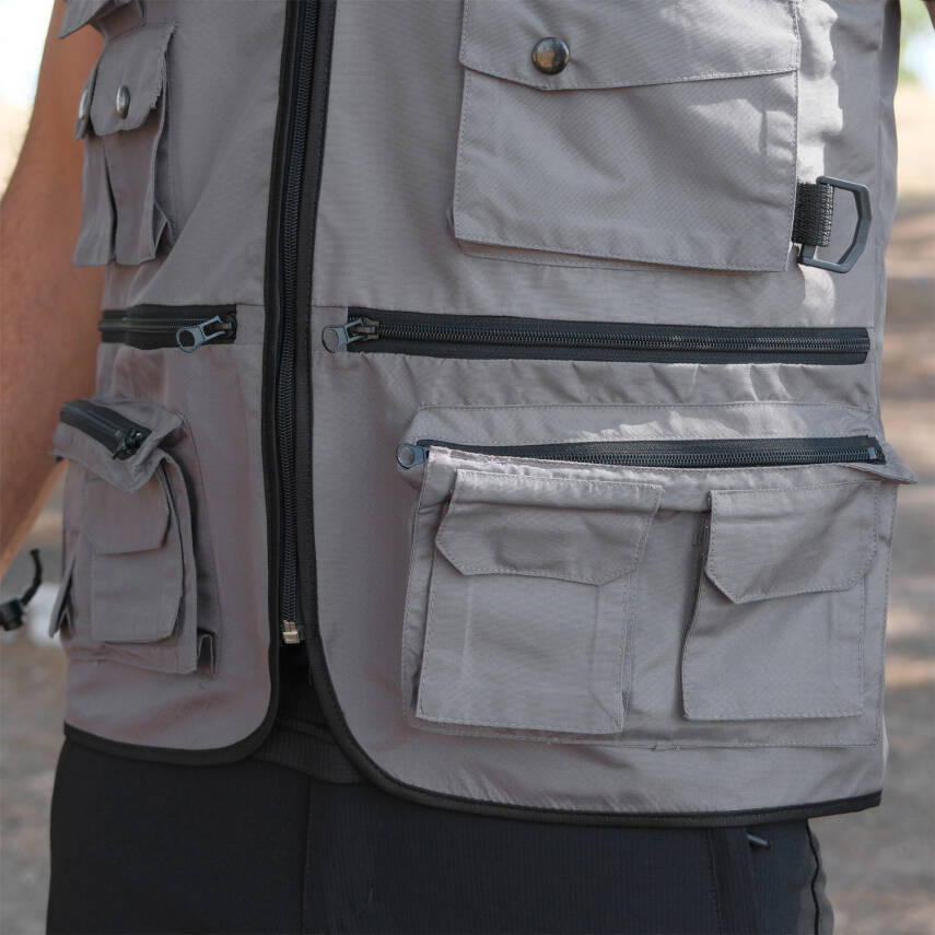 Action Çok Cepli Balıkçı Yeleği Gri - 5