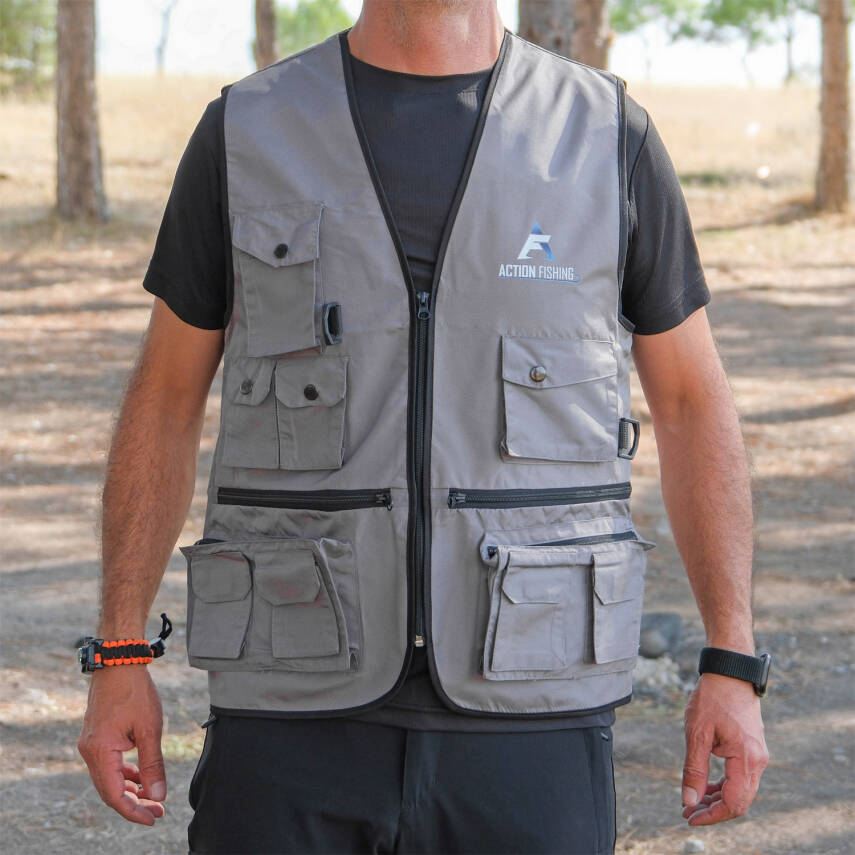 Action Dört Mevsim Çok Cepli Outdoor Spor Yelek Gri - 2