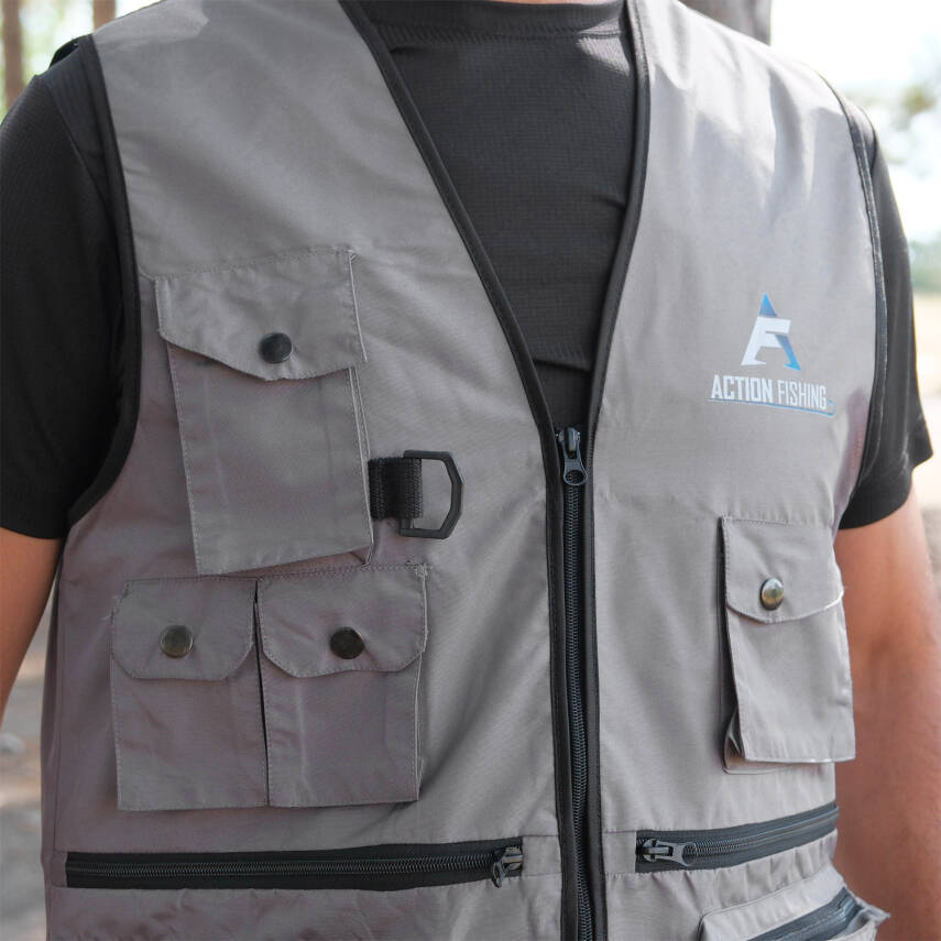 Action Dört Mevsim Çok Cepli Outdoor Spor Yelek Gri - 9