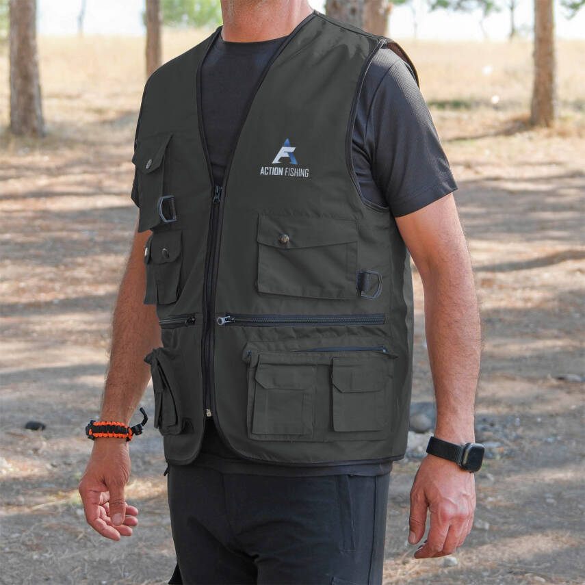 Action Dört Mevsim Çok Cepli Outdoor Spor Yelek Haki - 1