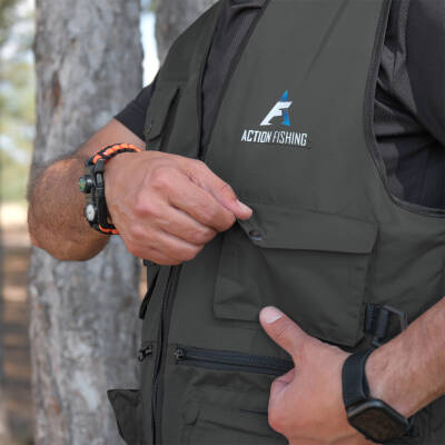 Action Dört Mevsim Çok Cepli Outdoor Spor Yelek Haki - 4