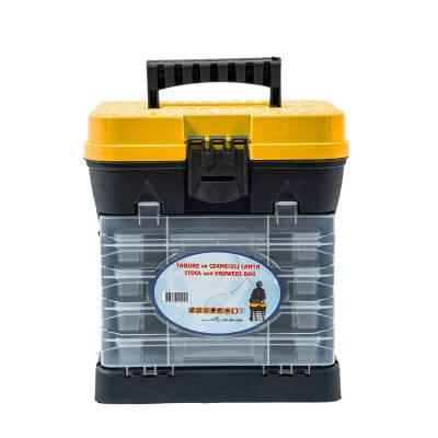 Tabureli Balıkçı Takım Çantası - 4 Çekmeceli - Sarı - 1