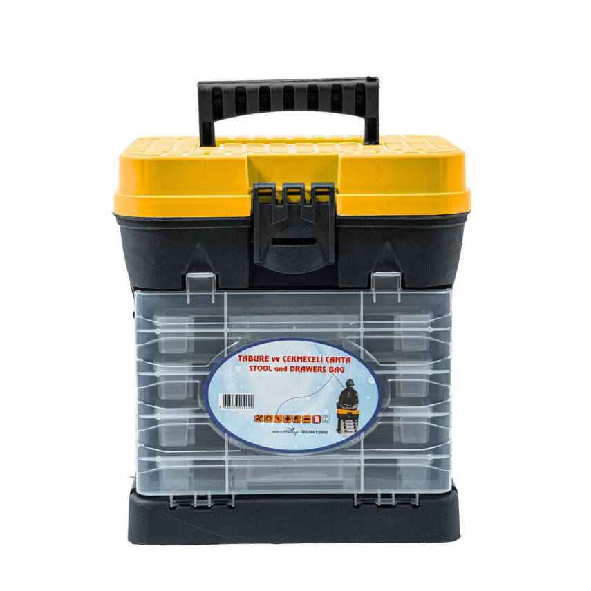 Tabureli Balıkçı Takım Çantası - 4 Çekmeceli - Sarı - 1