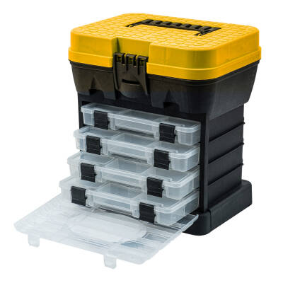 Tabureli Balıkçı Takım Çantası - 4 Çekmeceli - Sarı - 7