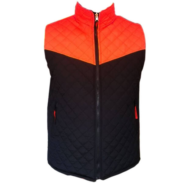 Savex Çift Taraflı Kapitone Yelek Siyah-Turuncu (27164) - 1