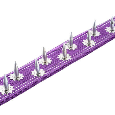 Savex Çivili Dokuma Mor Renkli Köpek Tasması - 5x80cm - Güvenli ve Şık - 4