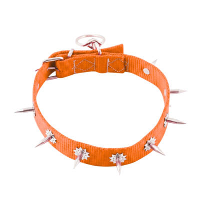 Savex Dokuma Çivili Köpek Boyun Tasması - 4x70 cm - Turuncu - 2
