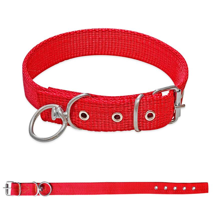 Savex Dokuma Köpek Boyun Tasması Kırmızı 3*60 cm - 1