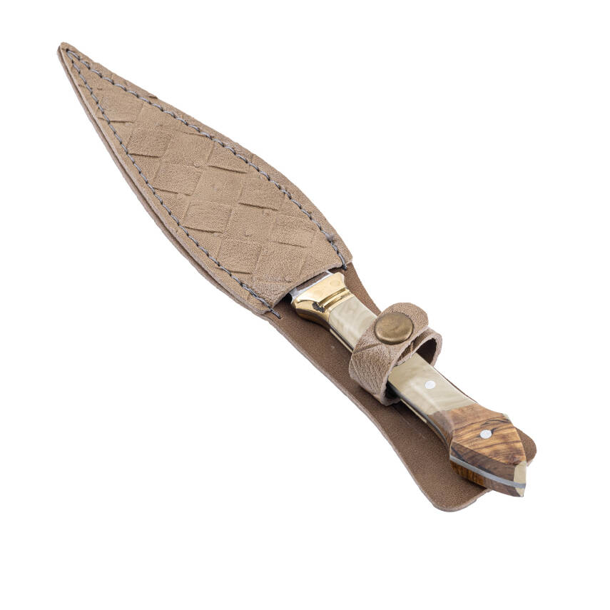 Savex El Yapımı Çift Bıçaklı Çerkes Kaması - Hakiki Deri Kılıflı - Dayanıklı Epoksi Saplı - 2