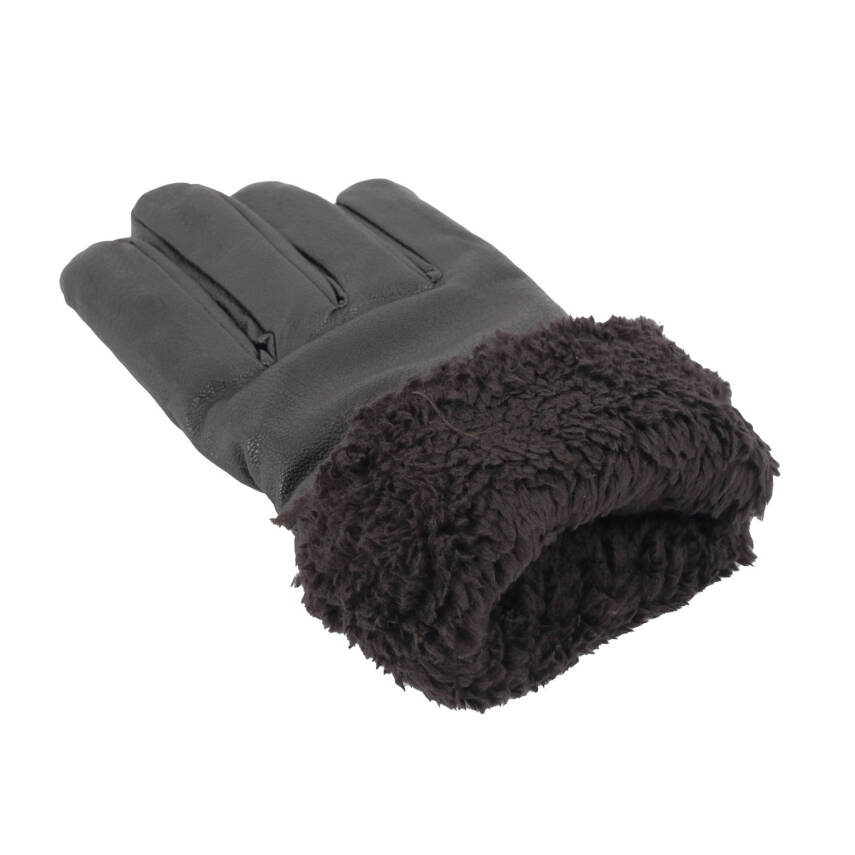 Erkek Deri Eldiven - İçi Peluşlu - Savex - Siyah - 137-E - 4