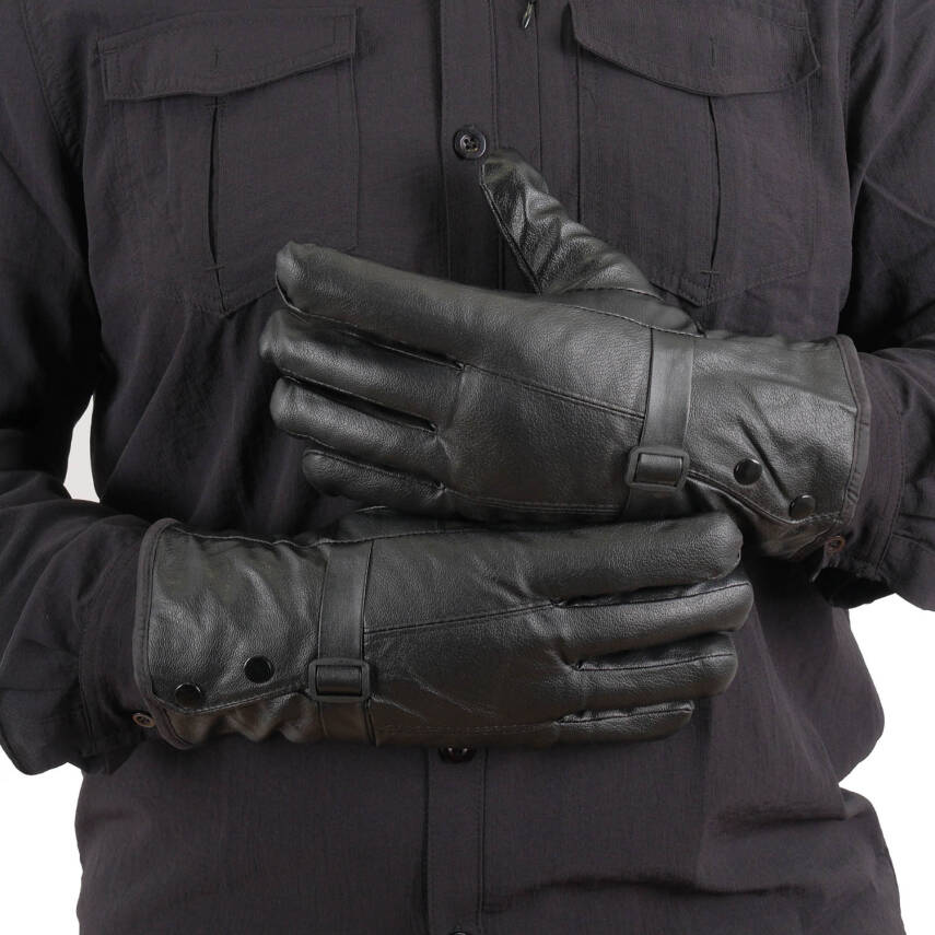 Erkek Deri Eldiven - İçi Peluşlu - Savex - Siyah - 137-E - 5