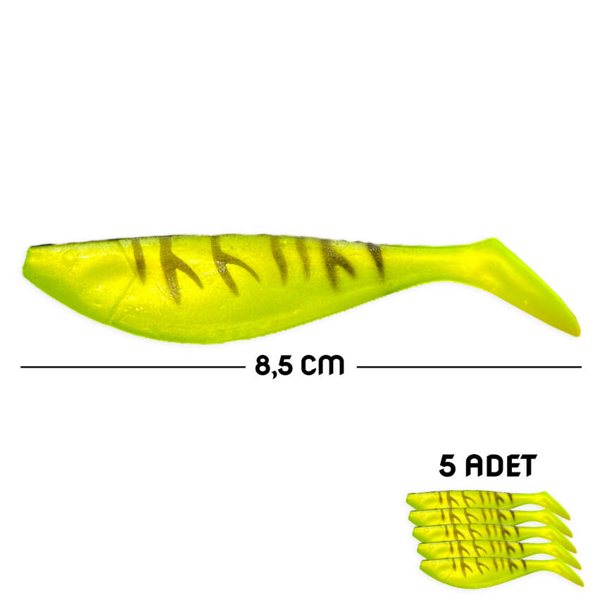 Savex Fluo Green Silikon Sahte Balık Yemi - 8,5cm (5'li Paket) - 1