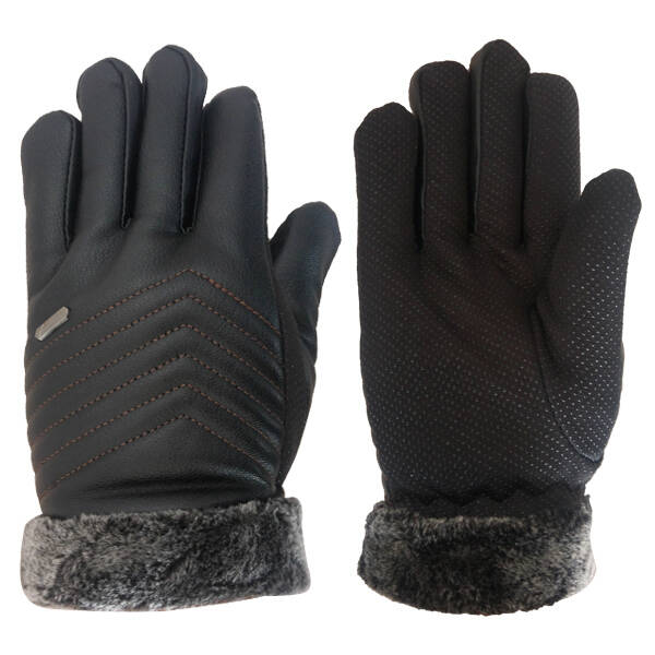 Savex HS-9887 Suni Deri Peluş Astarlı Bayan Eldiven - Kışlık Sıcak Tutan Şık Model - 1