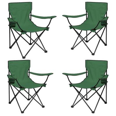 4 Adet Katlanır Kamp Sandalyesi - Piknik Plaj Sandalyesi - (DY.001) - Haki - Taşıma Çantalı