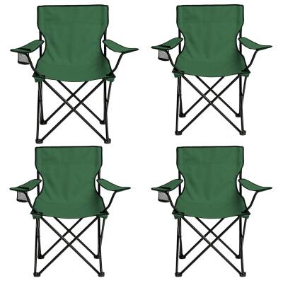 4 Adet Katlanır Kamp Sandalyesi - Piknik Plaj Sandalyesi - (DY.001) - Haki - Taşıma Çantalı - 2